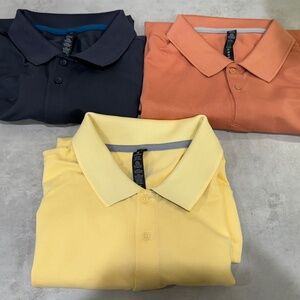 Set of 3 NWT Lululemon Tech Pique Polo Size Large Colors - SNSW/OBSD/SEDS